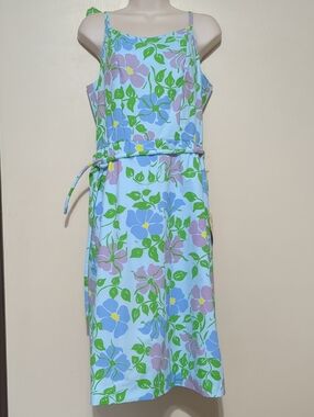 Vintage THE VESTED GENTRESS Floral Hand Screened Poly Cotton Dress Sz 12 NWT